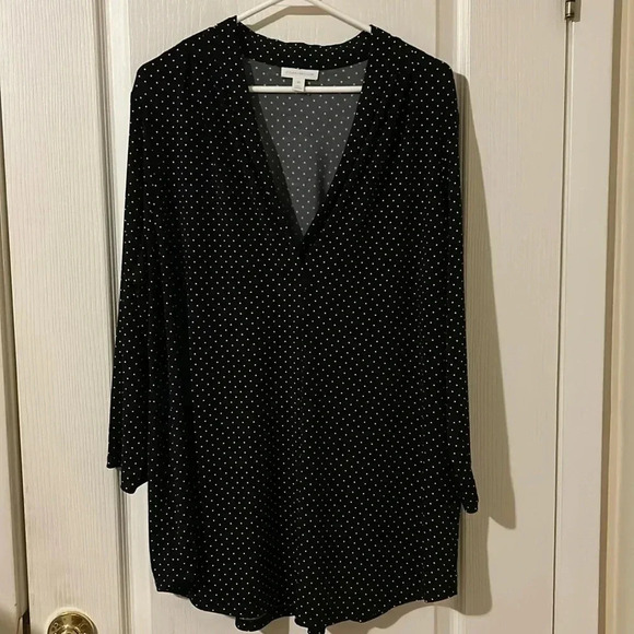 Charter club size 2X black polkadot blouse EUC - Picture 1 of 3
